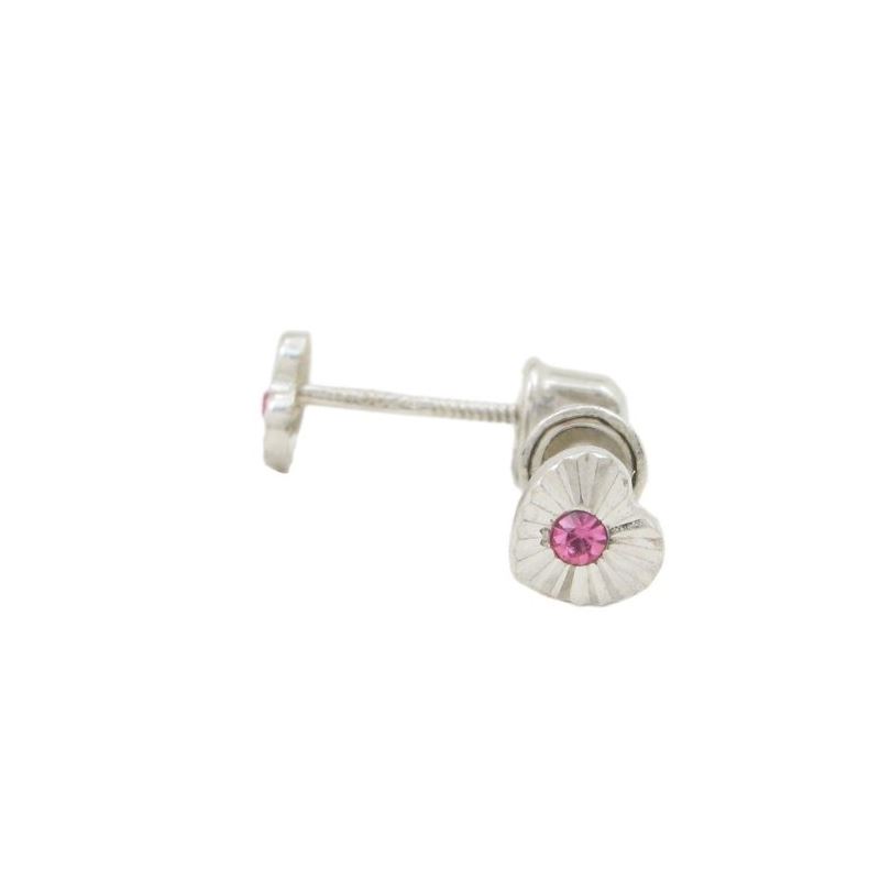 14K White gold Heart cz stud earrings fo 65549 1