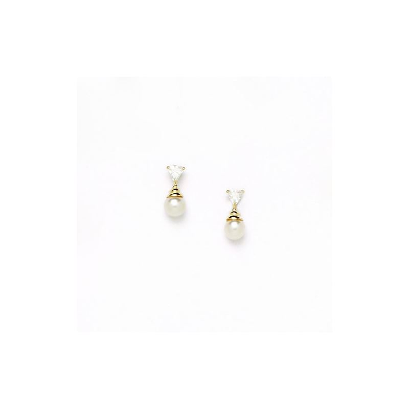 14K Yellow Gold genuine pearl and cz ear 68375 1