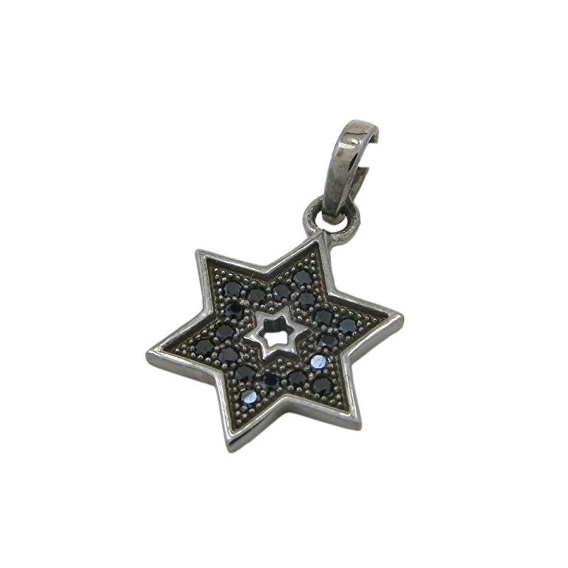 Womens Black star of david black cz pend 83762 1