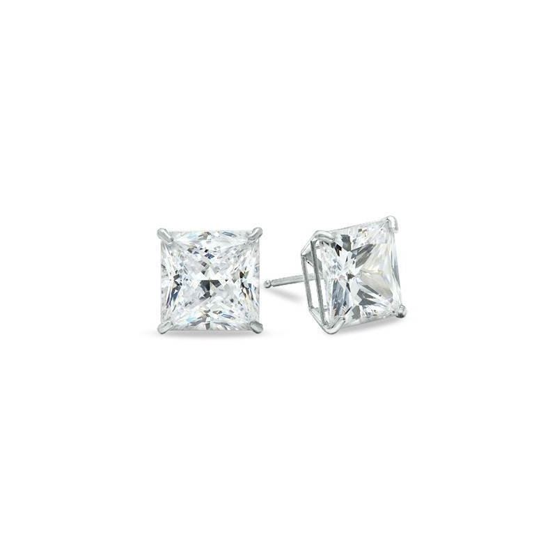 Unisex 14K White Gold 10mm CZ Princess S 82679 1