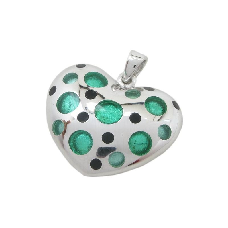 Silver heart blue stone pendant SB54 26m 79750 1