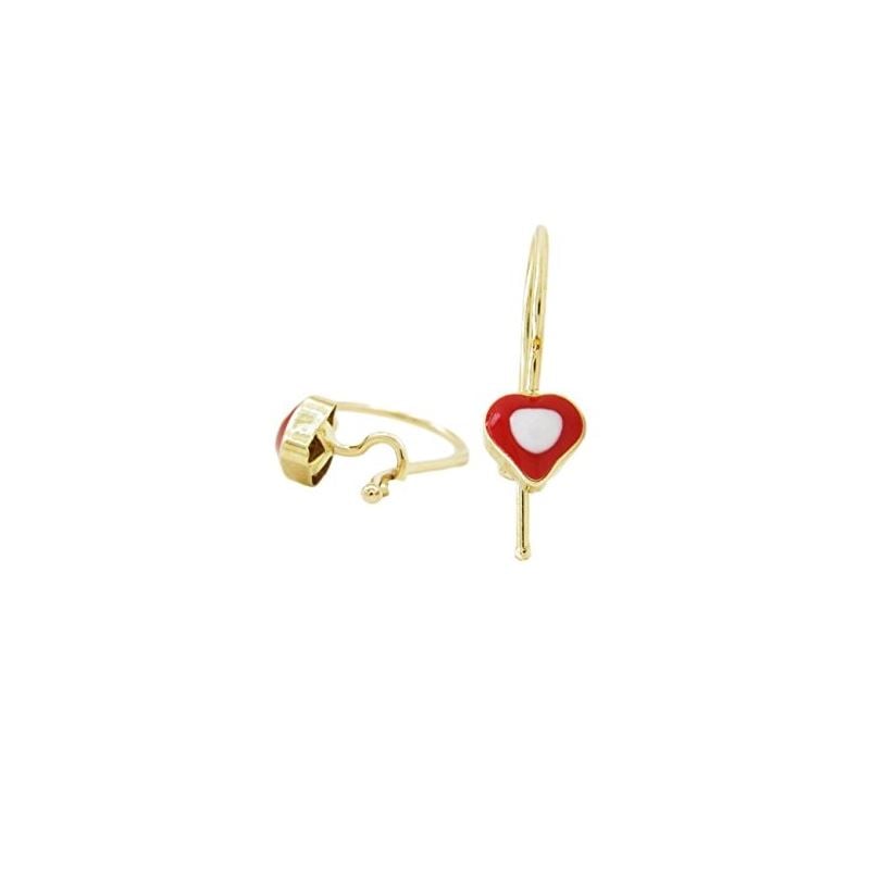 14K Yellow gold Simple heart hoop earrin 69974 1