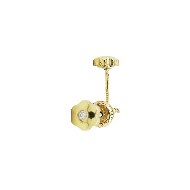 14K Yellow gold Flower cz stud earrings  68039 1