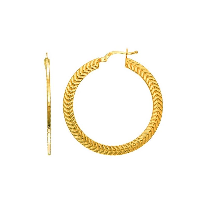 14K Yellow Gold Ladies Hoop Earrings ER3 69156 1
