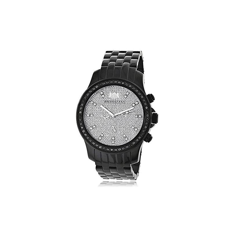 Luxurman Black Diamond Watch 2.25ct Mens 90108 1