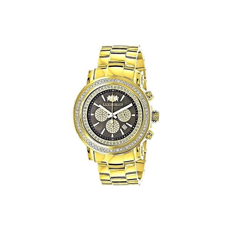 Large Luxurman Real Diamond Bezel Watch  90017 1