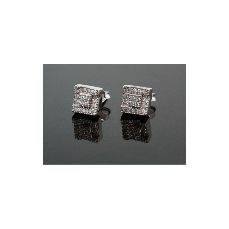 .925 Sterling Silver White Square White  58786 1