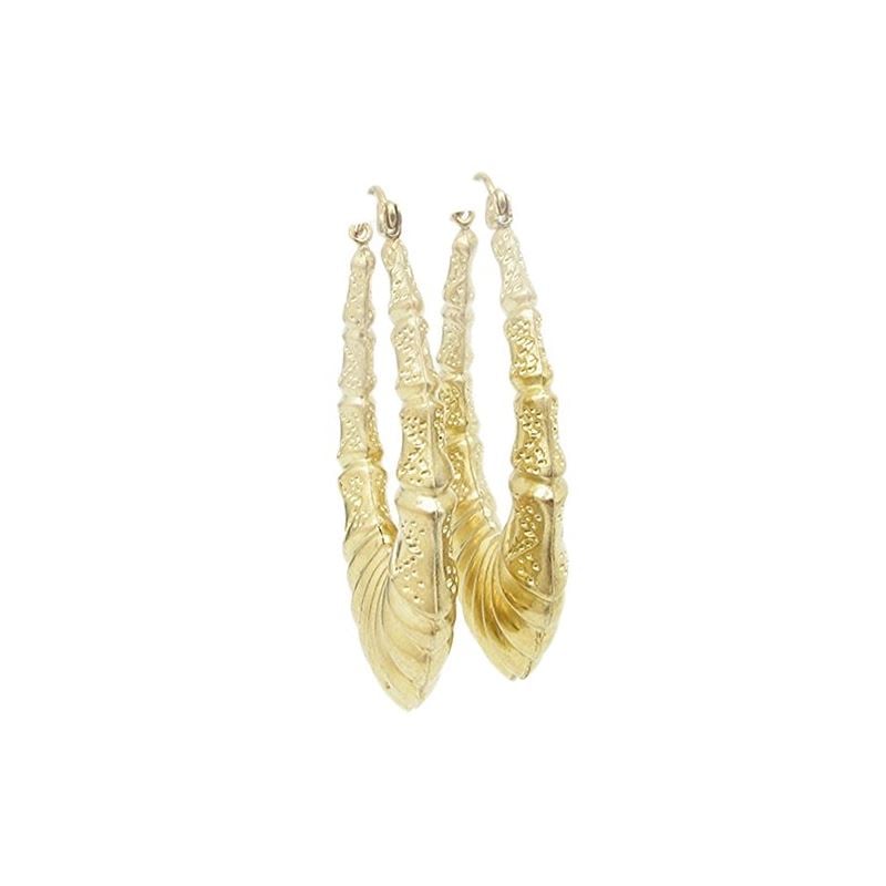 10k Yellow Gold earrings Shell bamboo ho 60798 1