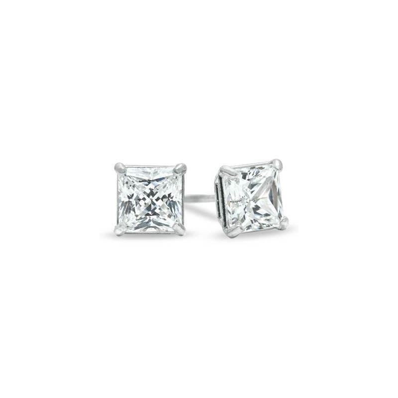 Unisex 14K Solid White Gold 5mm Princess 82642 1