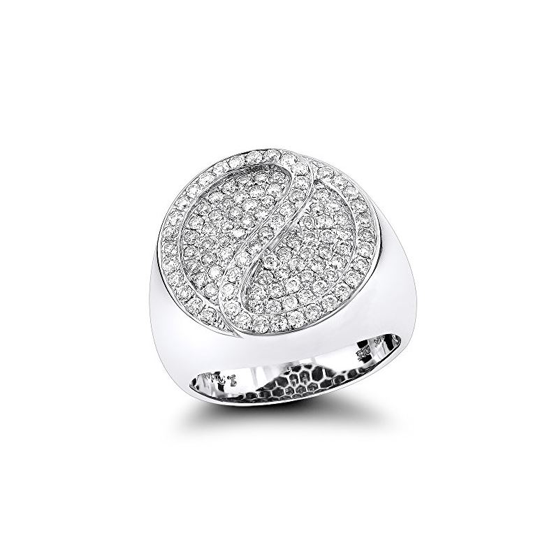 14K Gold Natural Pave Set Diamond Circle Ring (Whi