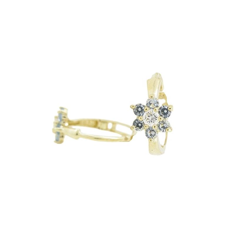 14K Yellow gold Flower cz hoop earrings  67849 1