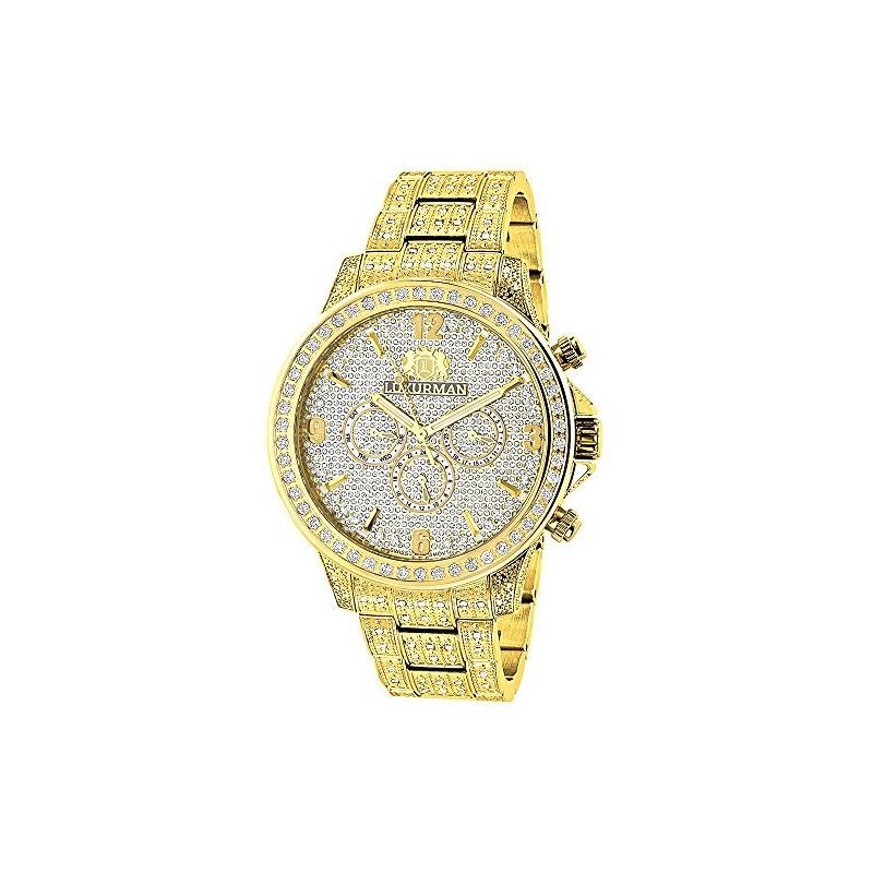 Iced Out Mens Diamond Watch 3Ct Yellow Gold Plated