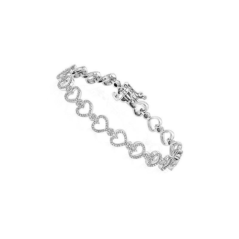 14K Gold Diamond Heart Bracelet (1.6 Ctw, H-I Colo