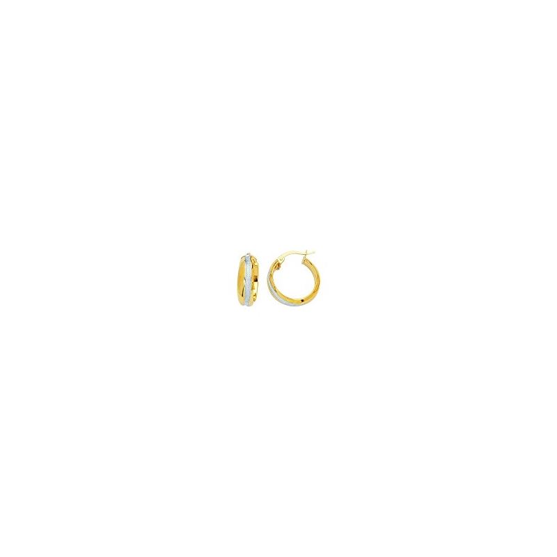 14K Yellow White Gold Ladies Hoop Earrin 70828 1