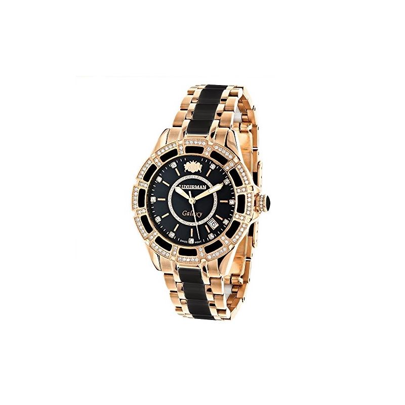 Real Diamond Stainless Steel And Black Ceramic Wat