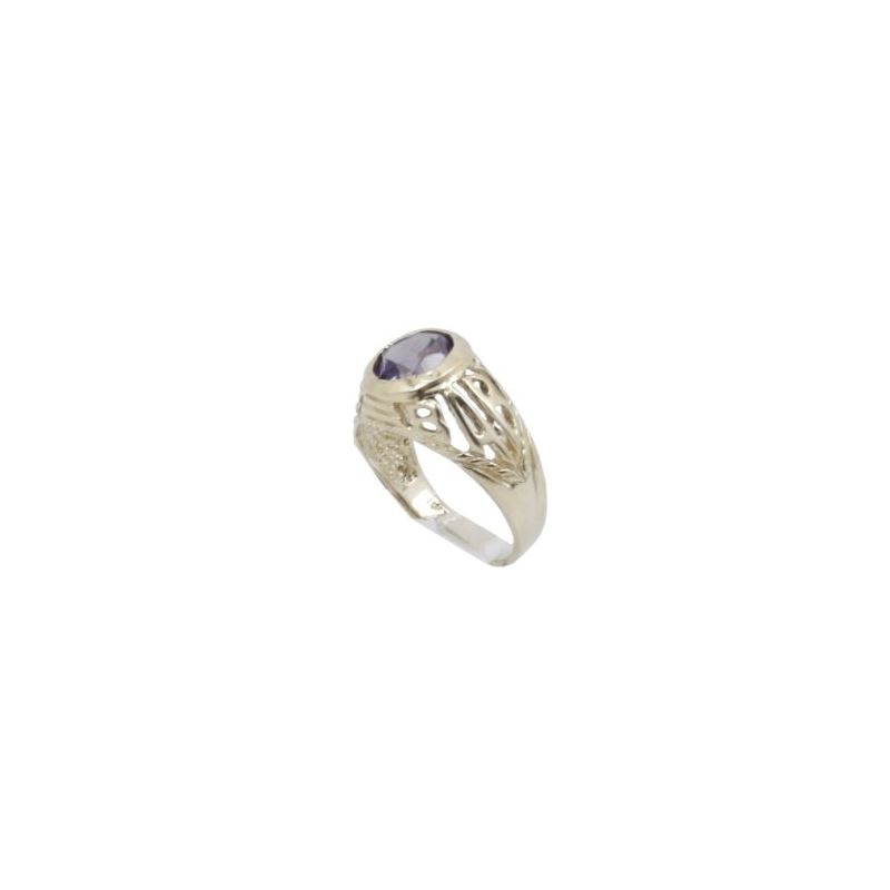 10k Yellow Gold Syntetic purple gemstone 62414 1