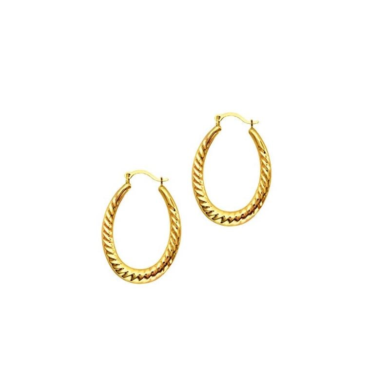 14K Yellow Gold Ladies Hoop Earrings ER9 69185 1