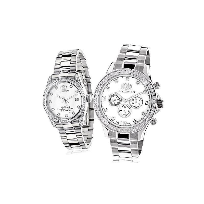 Luxurman His and Hers Real White Gold Pl 89863 1