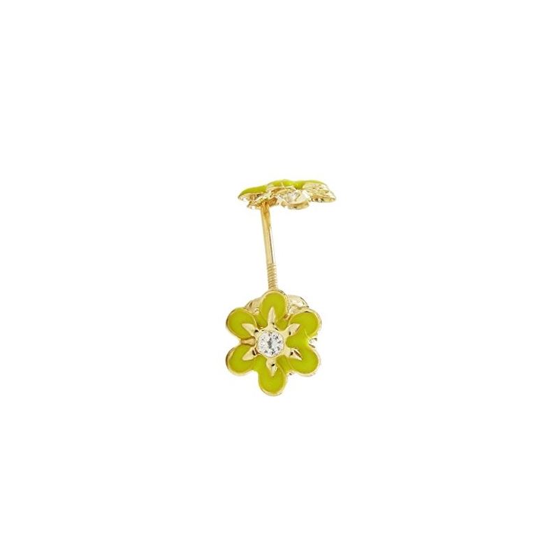 14K Yellow gold Flower cz stud earrings  68034 1