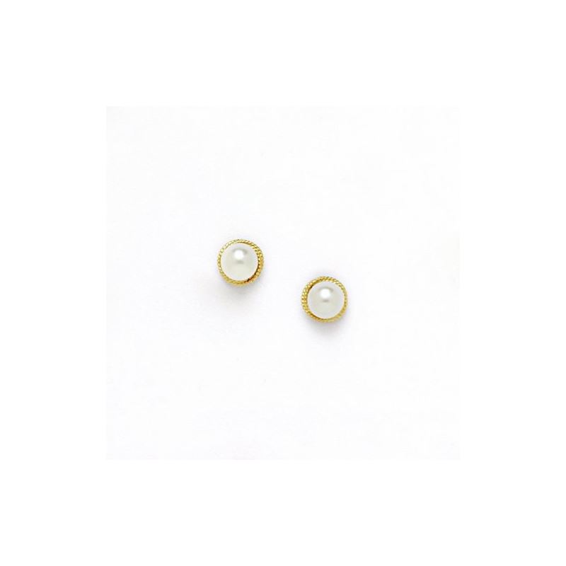 14K Yellow Gold genuine pearl and cz ear 68395 1