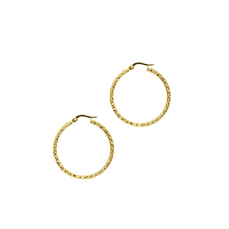 14K Yellow Gold Ladies Hoop Earrings ER9 69187 1