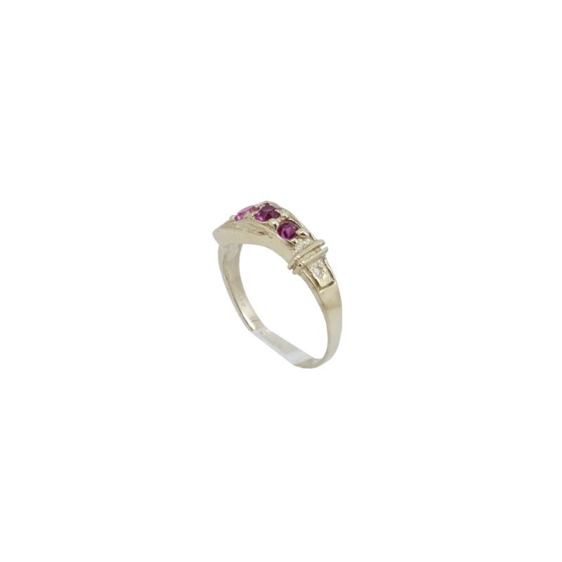 10k Yellow Gold Syntetic red gemstone ri 62603 1