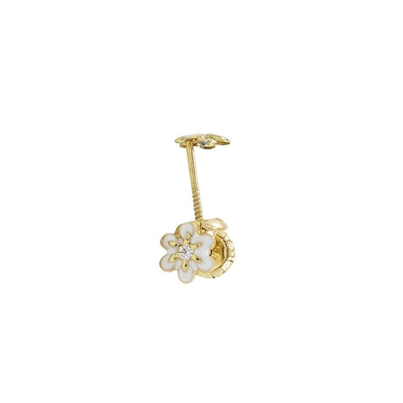 14K Yellow gold Flower cz stud earrings  68074 1