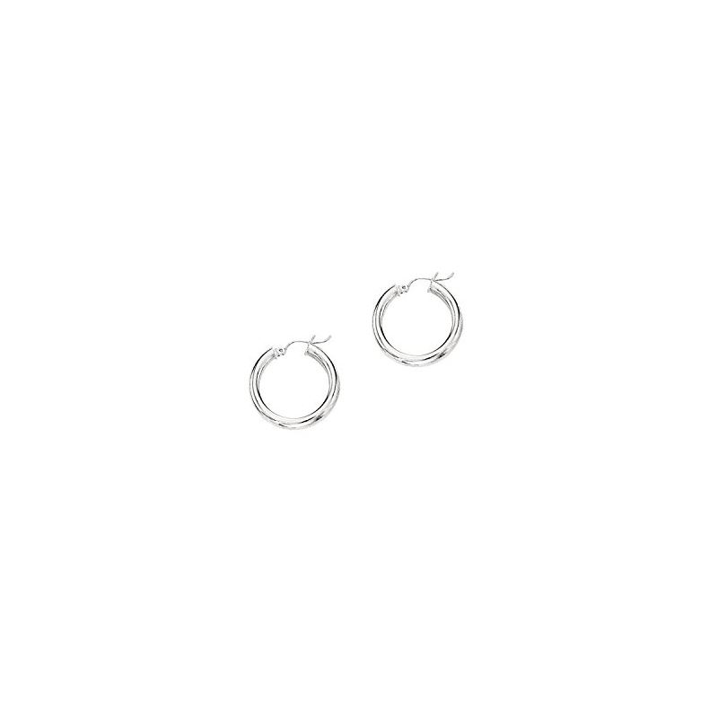 14K White Gold Ladies Shiny Hoop Earring 65630 1