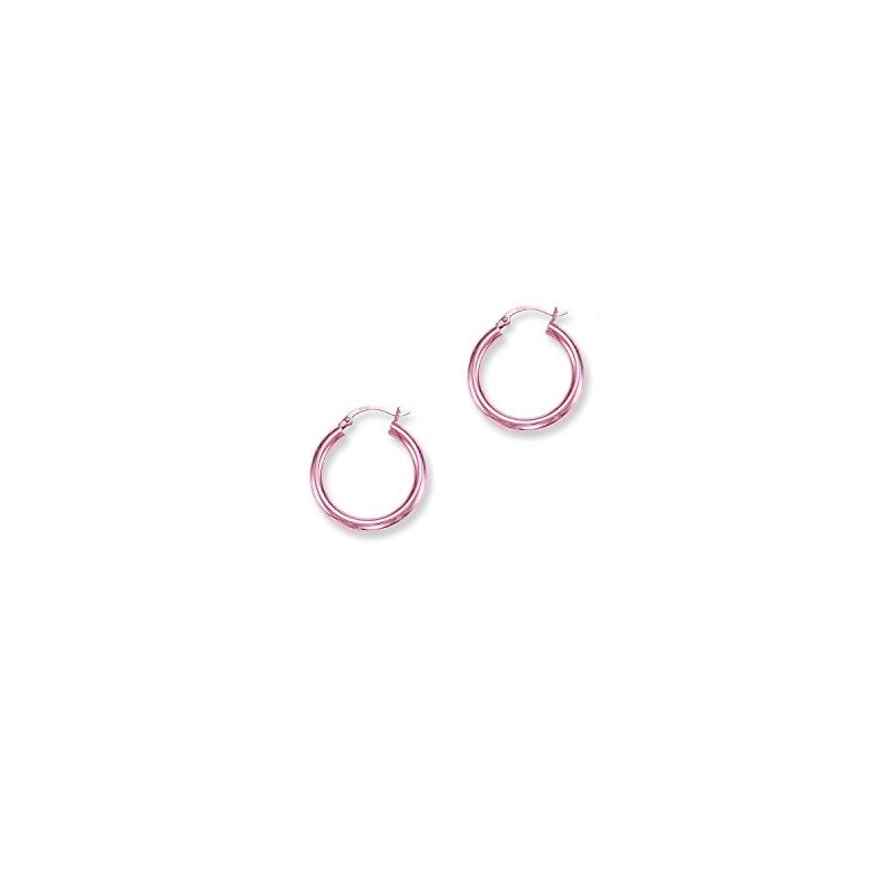 14K Pink Gold Ladies Shiny Hoop Earrings 64473 1