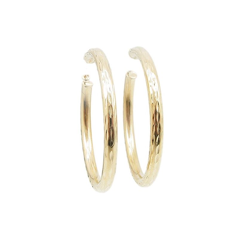 10k Yellow Gold earrings Plain hoop AGBE 60738 1