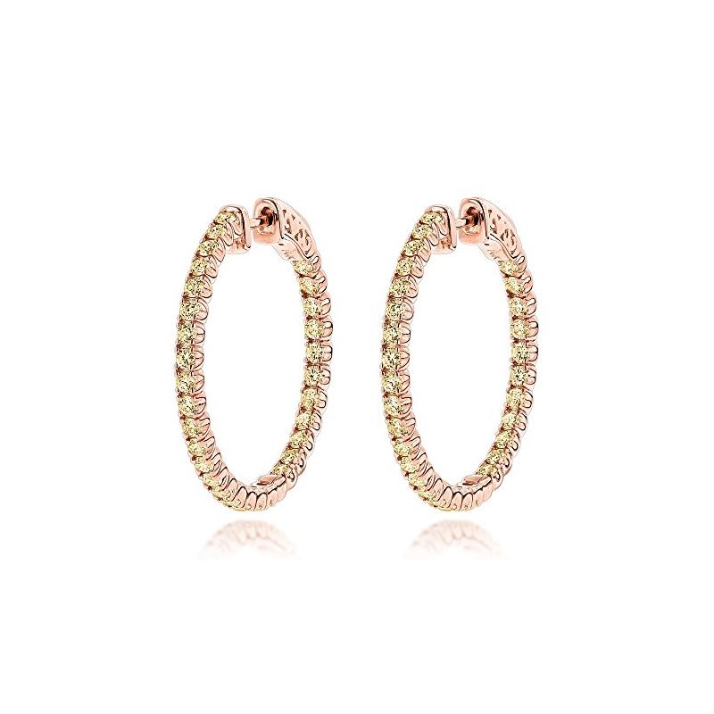 Ladies 14K Yellow 2 Ctw Diamond Hoop Earrings Insi