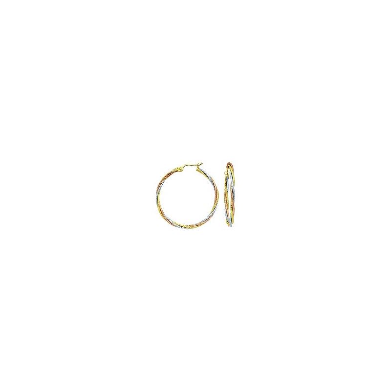 14K Tri-Color Gold Ladies Hoop Earrings  64699 1