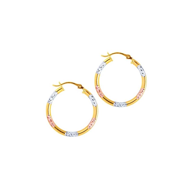 10K Tri-Color Gold Ladies Hoop Earrings  59721 1