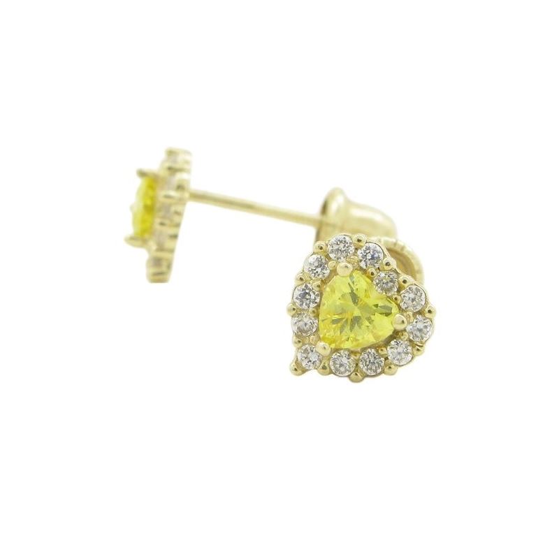 14K Yellow gold Heart cz stud earrings f 68665 1