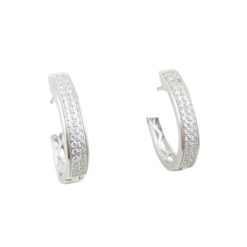 Womens .925 sterling silver White hoop e 83403 1