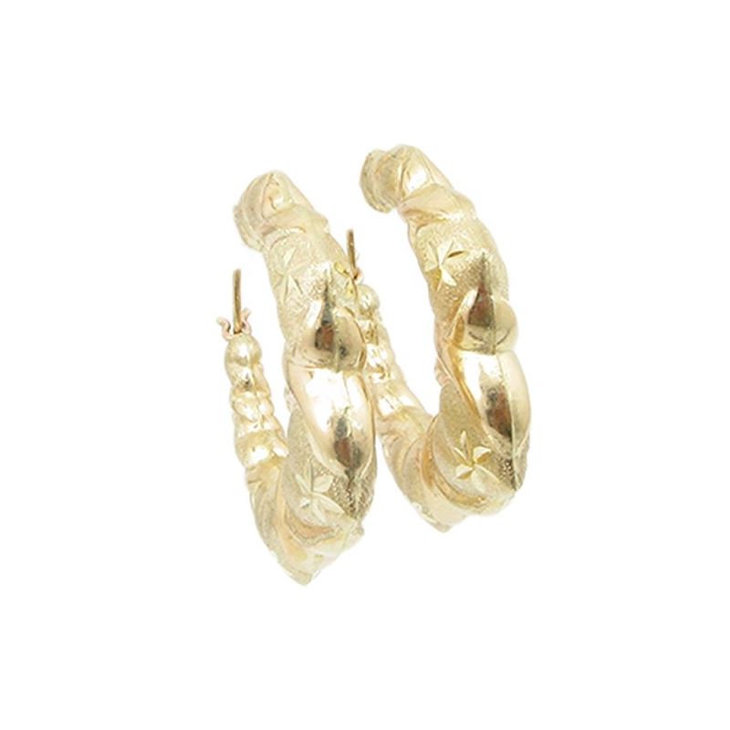 10k Yellow Gold earrings Xl heart bamboo 60840 1