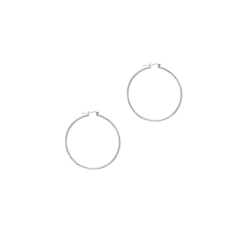 14K White Gold Ladies Shiny Hoop Earring 65638 1