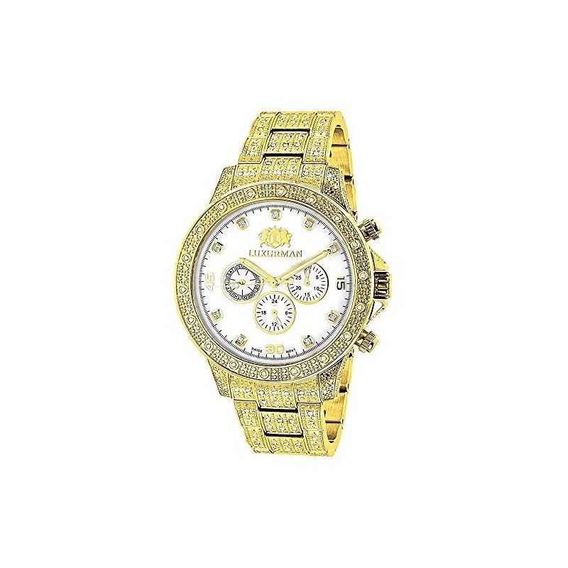 Iced Out Mens Watch With Diamond Band 1.25Ctw Of D