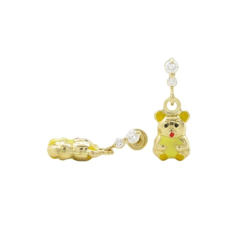 14K Yellow gold Panda cz chandelier earr 69725 1