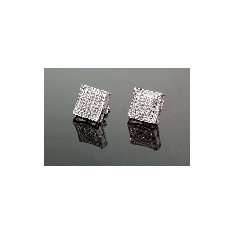 .925 Sterling Silver White Square White  58765 1