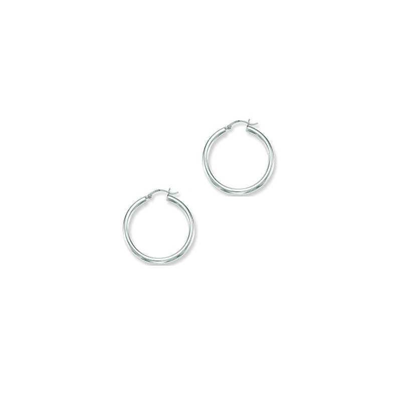 14K White Gold Ladies Shiny Hoop Earrings ER376