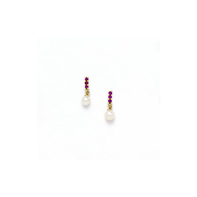 14K Yellow Gold genuine pearl and cz ear 68364 1