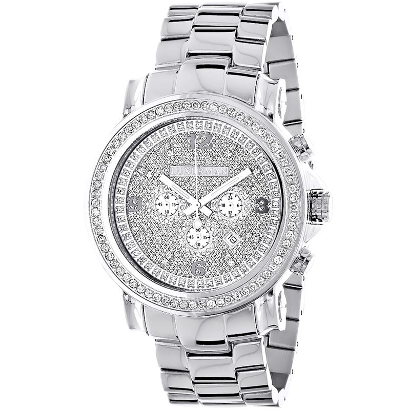LARGE ICED OUT MENS CHRONOGRAPH DIAMOND  39 1