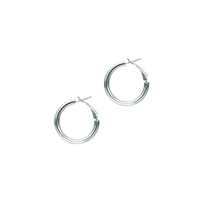 14K White Gold Ladies Hoop Earrings WER1029