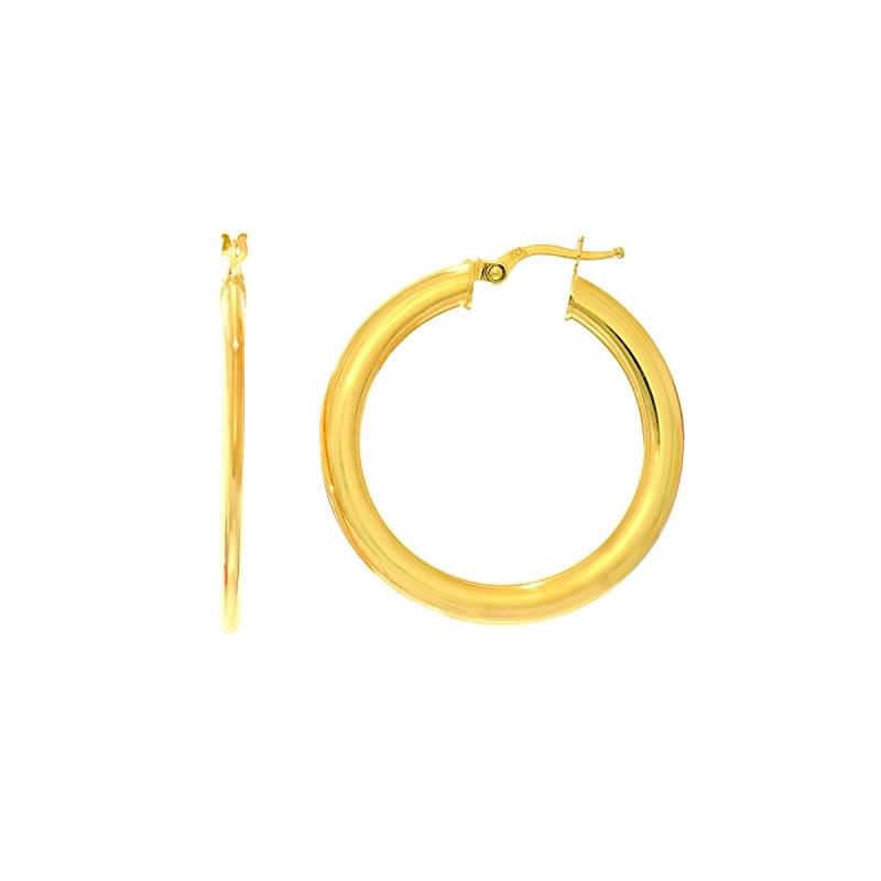 14K Yellow Gold Ladies Hoop Earrings ER2 69153 1