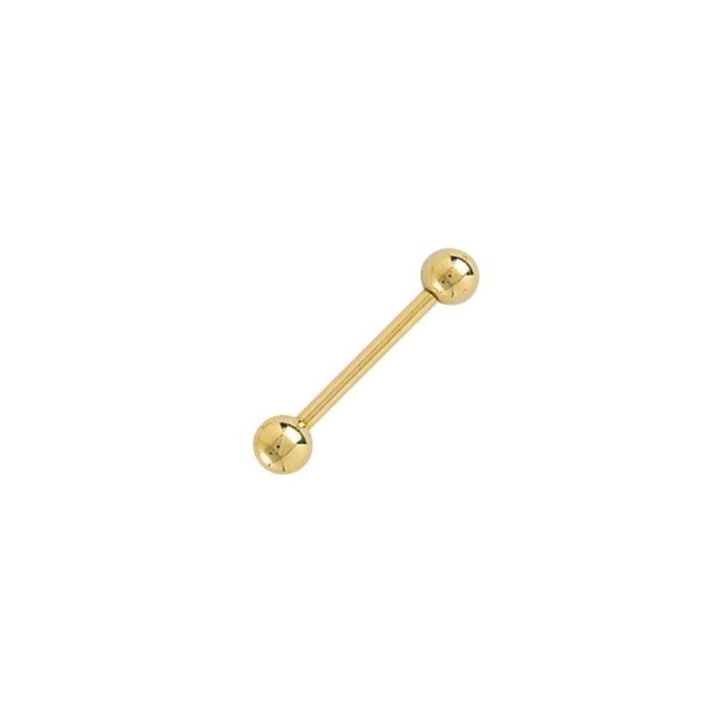 Solid 14KT Yellow GOLD 18ga BARBELL Ring 80163 1