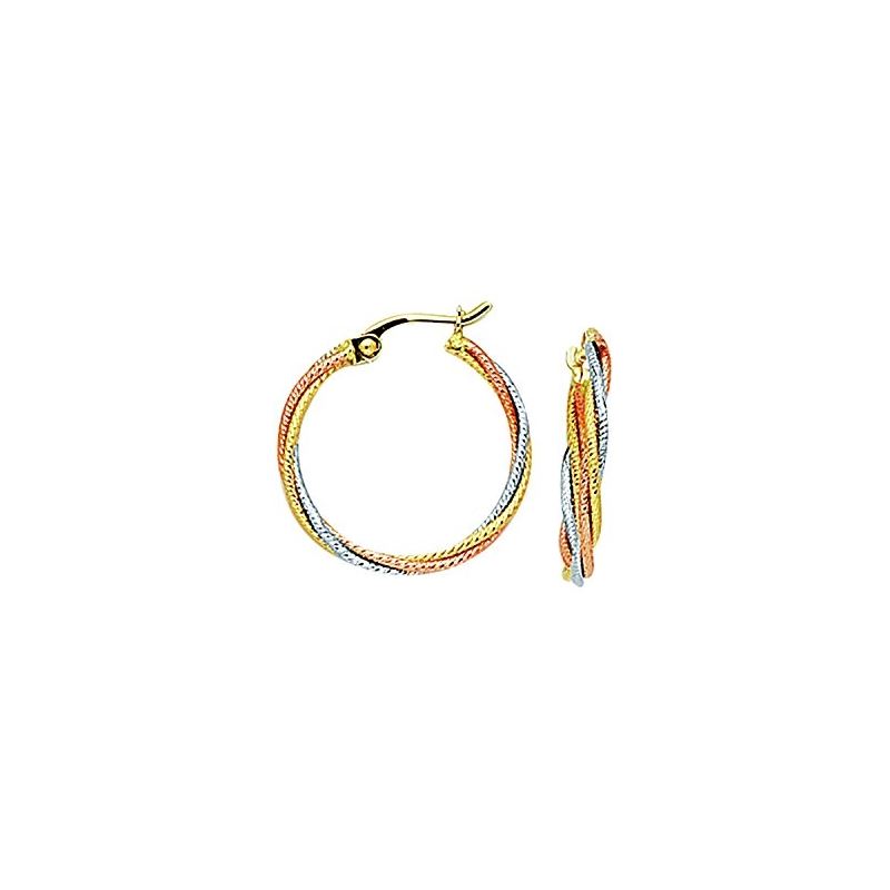 14K Tri-Color Gold Ladies Hoop Earrings  64698 1