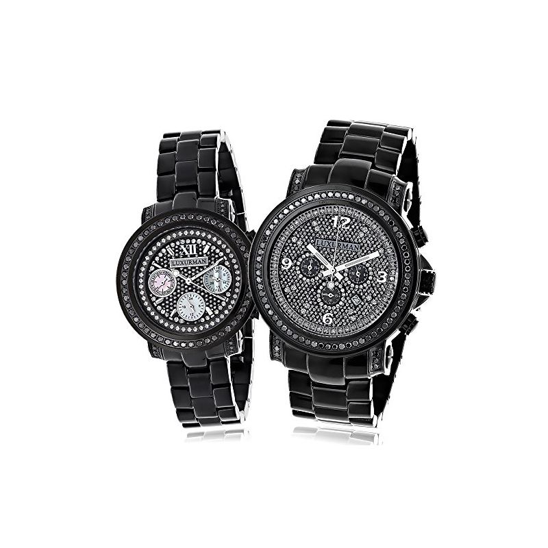 Oversized Matching His And Hers Watches: Black Dia