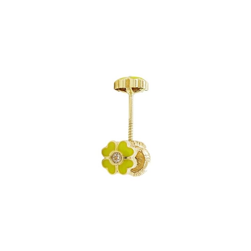 14K Yellow gold Flower cz stud earrings  67954 1