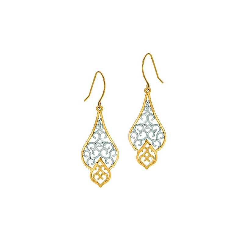 10K Tri-Color Gold Ladies Drop Earrings  59719 1